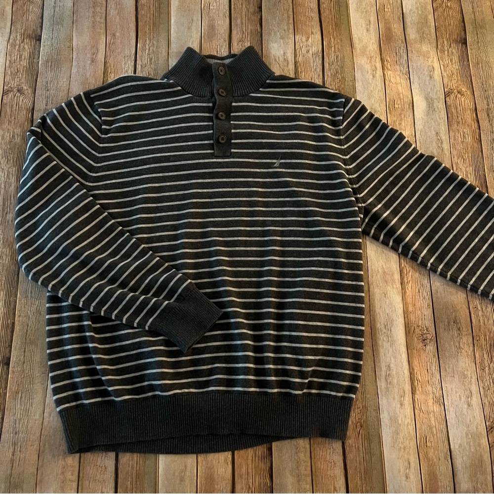 Nautica mens long sleeve striped pullover sweater | size Extra large